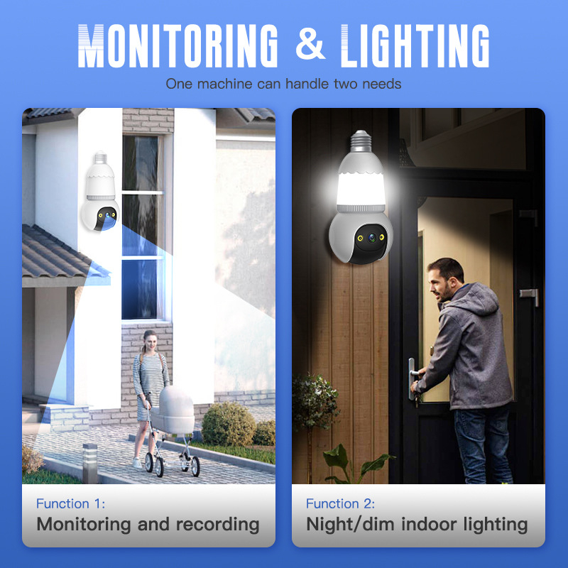 D6 spuldzes formas iekšējā drošības kamera — 360° HD, bezvadu, nakts redze, trauksmes atklāšana