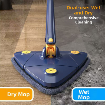 Τρίγωνικός διπλής όψεως σκούπα με περιστρεφόμενο μηχανισμό, ανοξείδωτος χάλυβας, οικιακή χρήση