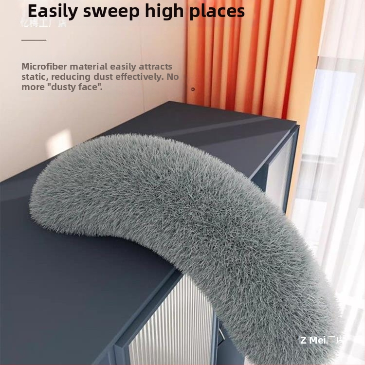 Пухеста четка за прах с електростатично отстраняване, телескопична дръжка за почистване на тавани и труднодостъпни пропуски