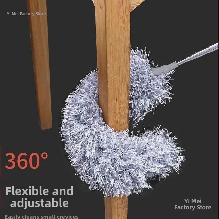 Пухеста четка за прах с електростатично отстраняване, телескопична дръжка за почистване на тавани и труднодостъпни пропуски