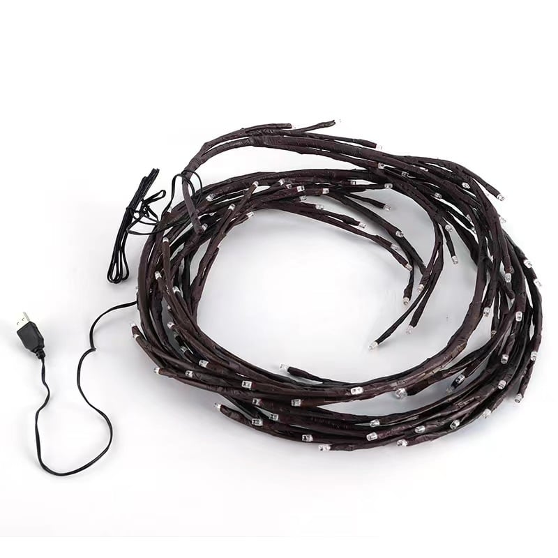 Rattan LED ág-lámpa, 144 LED, IP65, dimmelhető, hálózati tápegység