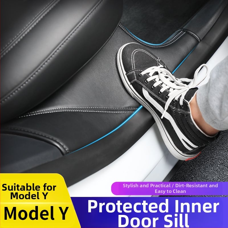 Tesla Model Y кожен праг за задни врати, с вграден защитен филм против удар от крак