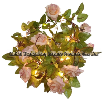 LED γιρλάντα με μοτίβο ροδόφυλλου κλώνου και χαλκινού καλωδίου — Μοντέλο CXT020, IP42, ≤36V, ζωή ~10.000 ωρών, διακόσμηση γάμου