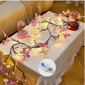 Φαναράκι ρατάν σε σχήμα πεταλούδας, 48 LED, 3000 lm, 3000K, IP54, USB τροφοδοσία