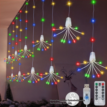 LED завеси със звездообразни светлини – Батерийно захранване, 5V вход, IP55 водоустойчиви, цветеобразен дизайн