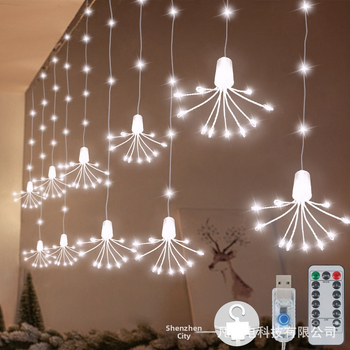 LED завеси със звездообразни светлини – Батерийно захранване, 5V вход, IP55 водоустойчиви, цветеобразен дизайн