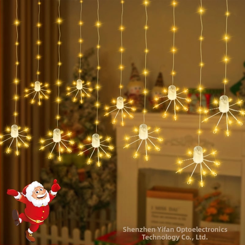 LED κουρτινόφ φώτα με αστέρια – LED νήματα σε σχήμα λουλουδιού, μπαταρία, είσοδος 5V, IP55