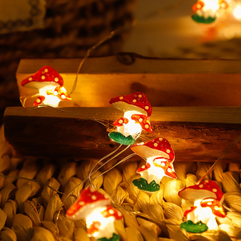 LED διακοσμητική αλυσίδα φωτός για γιορτές, μορφές μανιταριού και λουλουδιών, 20 LED, 2800K ζεστό λευκό, IP43, ηλιακή ενέργεια, τηλεχειριστήριο