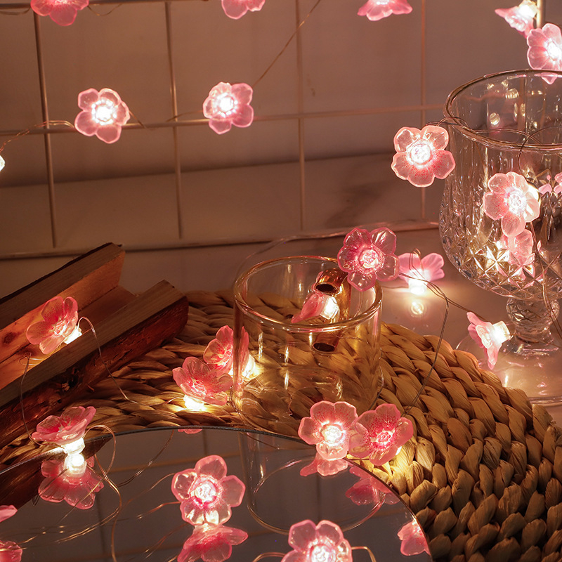 LED декоративна светлинна нишка за празнична украса, форми гъба и цветя, 20 LED светодиоди, 2800K топло бяло, IP43, слънчево захранване, дистанционно управление