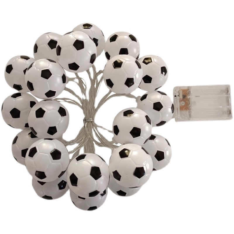 Lanț LED cu temă fotbal, 20 LED-uri, IP44, reglabil, alimentare USB/baterie/priză