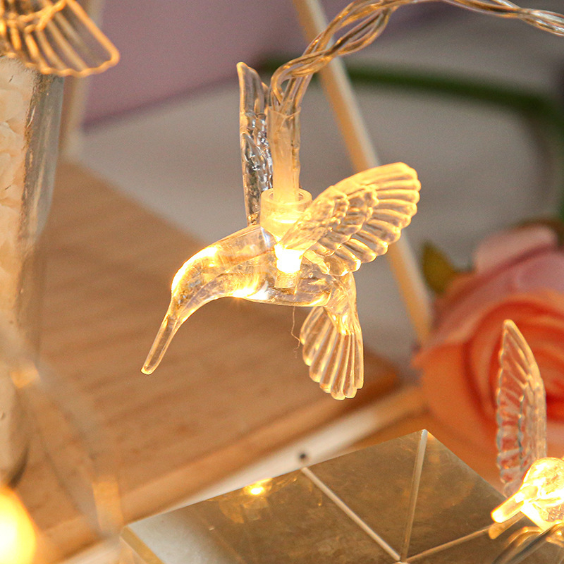 LED διακοσμητική φωτεινή αλυσίδα, μοντέλο Χούμινγκμπερντ, τροφοδοσία με μπαταρία, IP65, 3-220V, έλεγχος με κουμπί