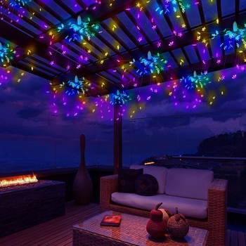 Ηλιακό φως κήπου με θήκη μπαταρίας, φως πυροτεχνημάτων σε σχήμα αστέρα, 120 LED, 300 lm, 3000 K, 8 λειτουργίες, τηλεχειριστήριο