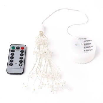 Ηλιακό φως κήπου με θήκη μπαταρίας, φως πυροτεχνημάτων σε σχήμα αστέρα, 120 LED, 300 lm, 3000 K, 8 λειτουργίες, τηλεχειριστήριο