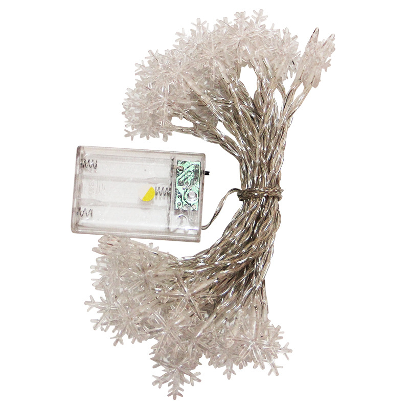 Снежинков LED низ за декорация, 20 LED диода, IP44, 3000K, батерийно захранване за вътрешно и външно ползване