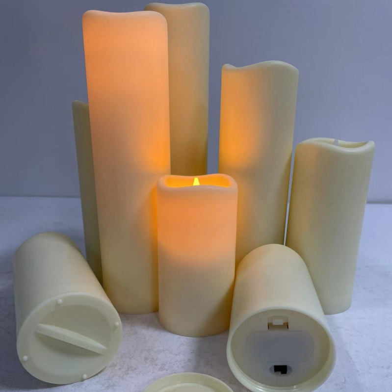 Lumânare electronică cu telecomandă – atmosferă romantică, LED, în formă de coloană, din plastic turnat prin injecție