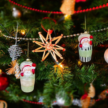 Jiurun γυάλινο κρεμαστό διακοσμητικό για χριστουγεννιάτικο δέντρο – cartoon γεωμετρικό σχέδιο, φυσητό γυαλί, βαμμένη επιφάνεια