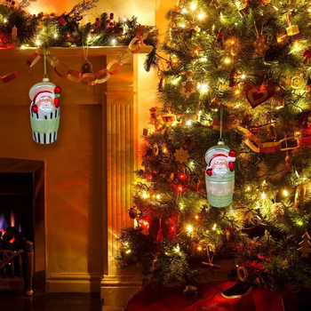 Jiurun γυάλινο κρεμαστό διακοσμητικό για χριστουγεννιάτικο δέντρο – cartoon γεωμετρικό σχέδιο, φυσητό γυαλί, βαμμένη επιφάνεια