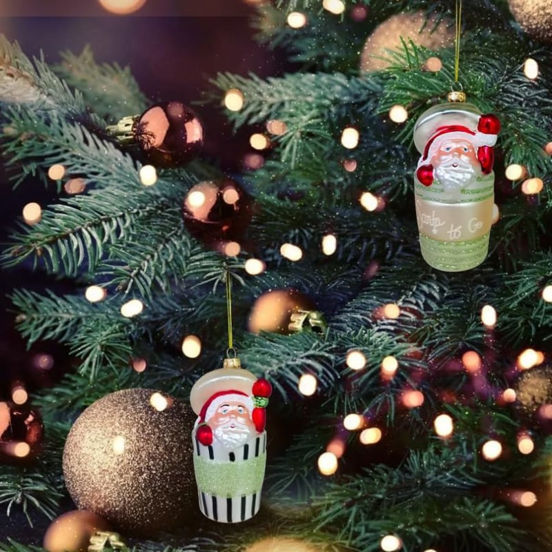 Jiurun γυάλινο κρεμαστό διακοσμητικό για χριστουγεννιάτικο δέντρο – cartoon γεωμετρικό σχέδιο, φυσητό γυαλί, βαμμένη επιφάνεια