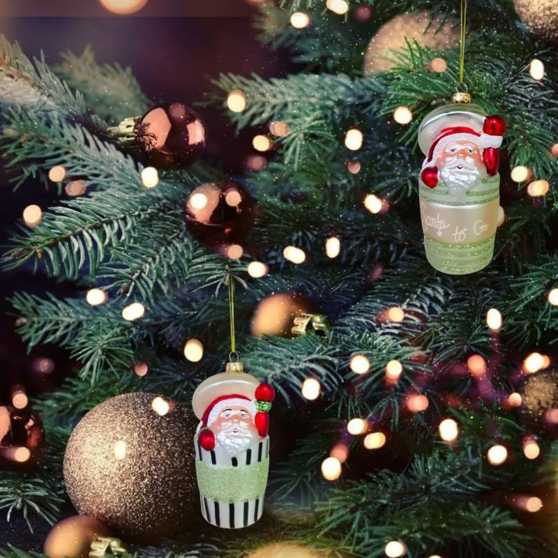 Jiurun γυάλινο κρεμαστό διακοσμητικό για χριστουγεννιάτικο δέντρο – cartoon γεωμετρικό σχέδιο, φυσητό γυαλί, βαμμένη επιφάνεια