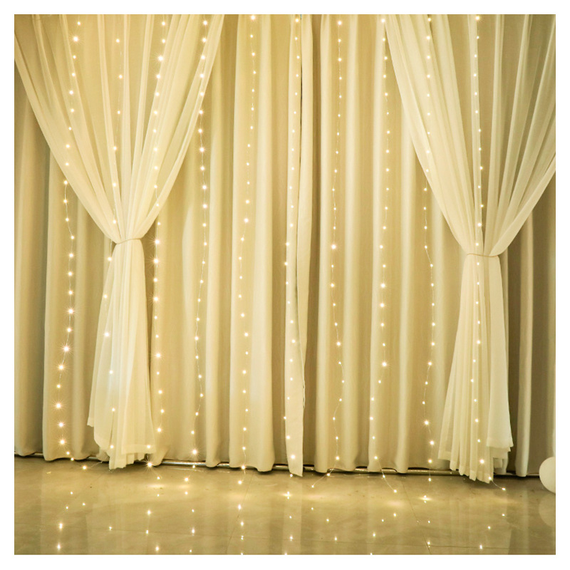 LED завеса светлини с 124 светодиода, USB захранване, IP44, дистанционно управление (124 светодиода, USB захранване, IP44, дистанционно управление)