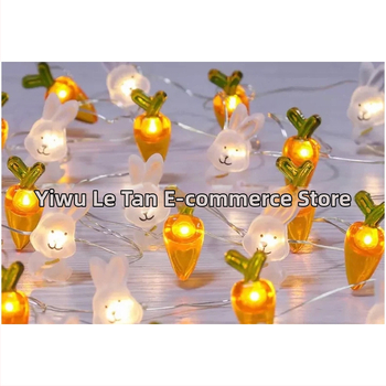 Γιρλάντα φωτισμού σε σχήμα λαγουδάκι-καρότο για το Πάσχα — πλαστικό, μοντέρνο και απλό στυλ, κρεμάμενο διακοσμητικό χώρων