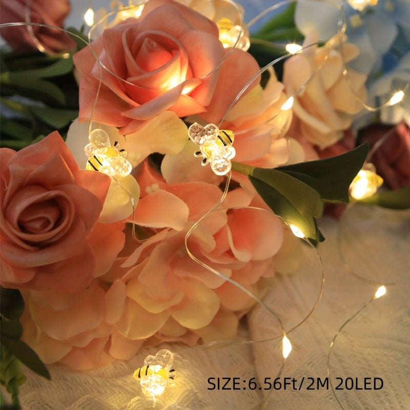 Lumină cu fir de cupru, 20 LED, 2800 lm, 2800K, Cutie de baterii