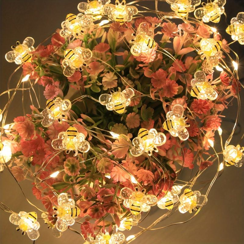 Lumină cu fir de cupru, 20 LED, 2800 lm, 2800K, Cutie de baterii