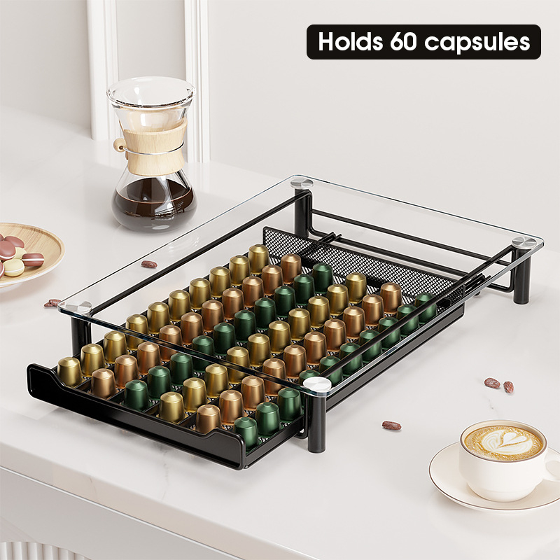Raft de depozitare stratificat pentru capsule de cafea (capsule Nespresso) – Nu se importă, Raft de podea, Etichetă privată licențiată, Stil: Light Luxury