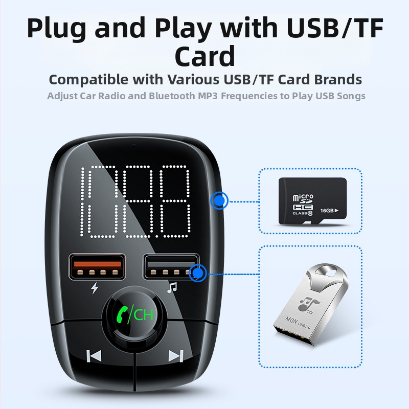 Автомобилен MP3 плеър с FM радио, USB MP3, захранване 12-24V, модел T50