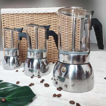 Καφετιέρα moka από ανοξείδωτο ατσάλι για οικιακό καφέ, παραμετροποιήσιμη, απλός σχεδιασμός