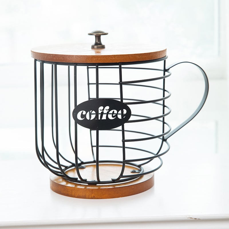 Kávékapszula tárolókosár – vasgeometriai formájú, modern minimalist stílus, ajándéknak alkalmas esküvőre vagy születésnapra