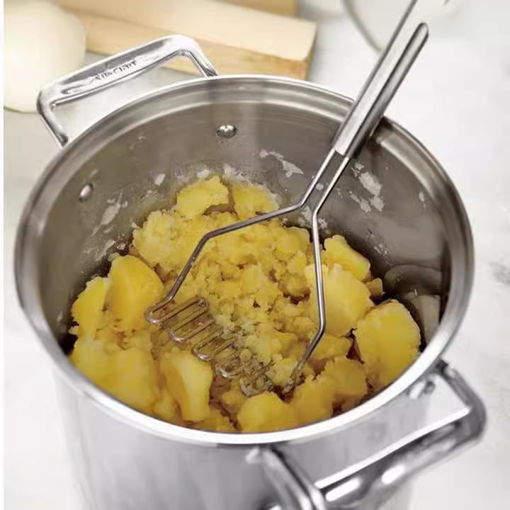 Rankinė bulvių presė iš nerūdijančio plieno su bangų forma – daugiafunkcinė