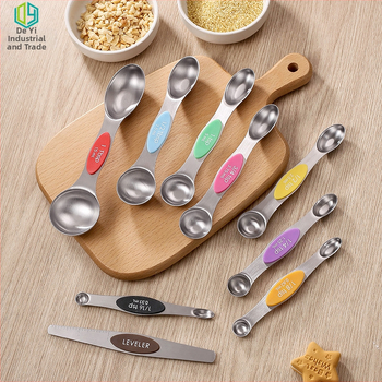 Двуглави мерителни лъжички 9-частов комплект за печене със градуирани чаши и скала