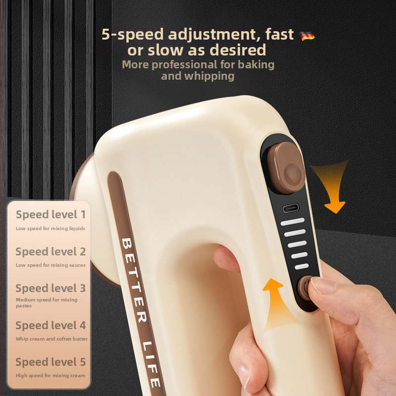 De Platinum 5-скоростен безжичен ръчен разбърквач за яйца, преносим миксер, 150W, до 36V
