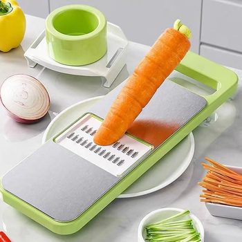 Daugiafunkcinis virtuvės pjaustymo įrankis - rankų apsauga bulvėms ir agurkams - pritaikomas su logotipo spauda, tinkamas privatinei prekei