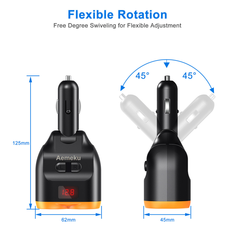 Aemeku penkių jungčių automobilių įkroviklis su skaitmeniniu ekranu, PD30W greitas įkrovimas QC3.0