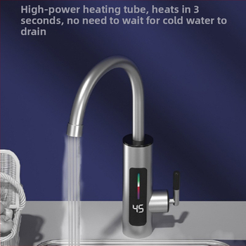 Електрически кран за гореща вода с вътрешен резервоар от 304 неръждаема стомана, 3000W нагревателна мощност, 220V, въртящ се, единична дръжка