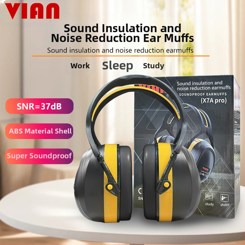 VIAN X7A Pro garsiaizoliacinės ausinės su galvos laikikliu, triukšmo slopinimas 37 dB, tinkama miegui, darbui ir mokymuisi pramoninėje aplinkoje