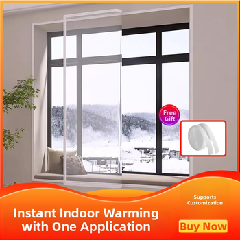 Žiemos lango izoliacinė užuolaida – PE, vėją atlaikanti ir šilta; tinkama svetainei, miegamajam ir restoranui; modernus minimalistinis stilius (Medžiaga: PE; Užuolaidos tipas: PE lango užuolaida; Erdvė: svetainė, miegamasis, restoranas)