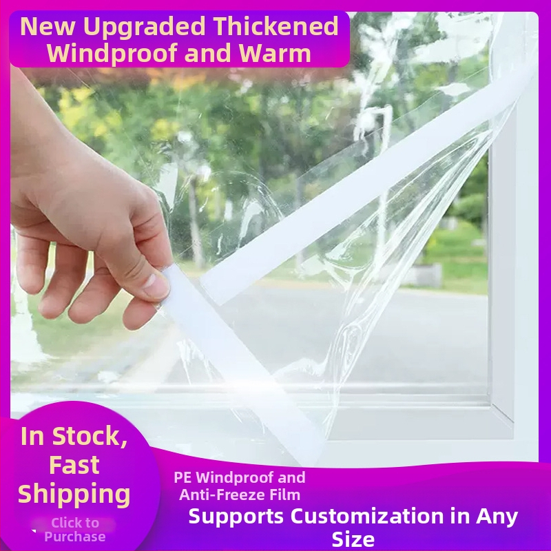 Зимна прозоречна изолационна завеса – PE, устойчива на вятър и топла; подходяща за всекидневна, спалня и ресторант; стил: модерен минимализъм (Материал: PE; Тип завеса: прозорец PE; Пространство: всекидневна/спалня/ресторант)