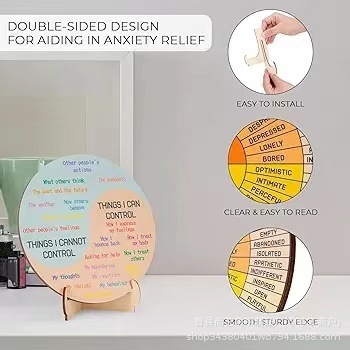 Ξύλινο διπλής όψης διακοσμητικό για την ψυχική υγεία με βάση για οικιακό γραφείο – Boxwood, Shangyifang