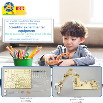 Koka hidrauliskā mehāniskā roka – detaļu konstrukcijas spēle ar skrūvēm, Dream Exploration, vecums 7-14, 3C saderīgs