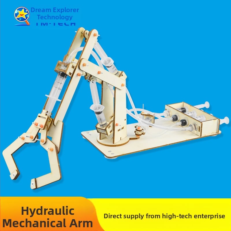 Koka hidrauliskā mehāniskā roka – detaļu konstrukcijas spēle ar skrūvēm, Dream Exploration, vecums 7-14, 3C saderīgs