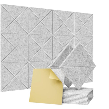 12 броя акустични панели от полиестерни влакна, самозалепващи квадратни панели с ивици за фотогалерия, стил модерен минимализъм, компресивна якост B, огъване B