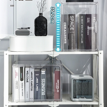 Κουτί αποθήκευσης διαφανές PET, 2L, με δυνατότητα στοίβαξης – CD, περιοδικά, είδη γραφείου και παιχνίδια