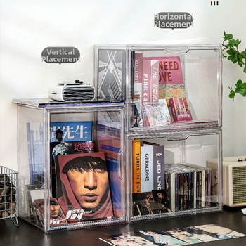 Κουτί αποθήκευσης διαφανές PET, 2L, με δυνατότητα στοίβαξης – CD, περιοδικά, είδη γραφείου και παιχνίδια