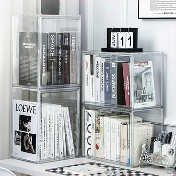 Κουτί αποθήκευσης διαφανές PET, 2L, με δυνατότητα στοίβαξης – CD, περιοδικά, είδη γραφείου και παιχνίδια