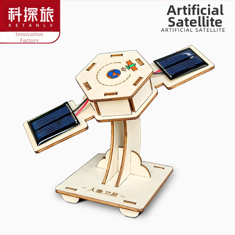Koka zinātniski izglītojoša rotaļlieta ar DIY elektrisko satelītu komplektu pusaudžiem 7–14 gadiem