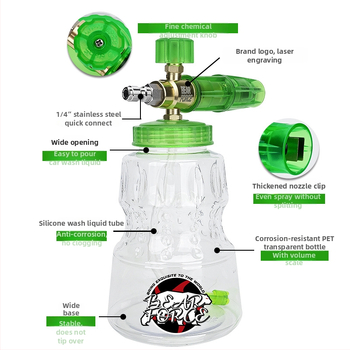 Augsta spiediena automašīnas putas smidzinātājs ar alumīnija pistoles galvu un rokturi – 276 bar / 4000 psi, izsmidzināšanas attālums 2, piemērots auto mazgāšanai un augstspiediena mazgāšanai