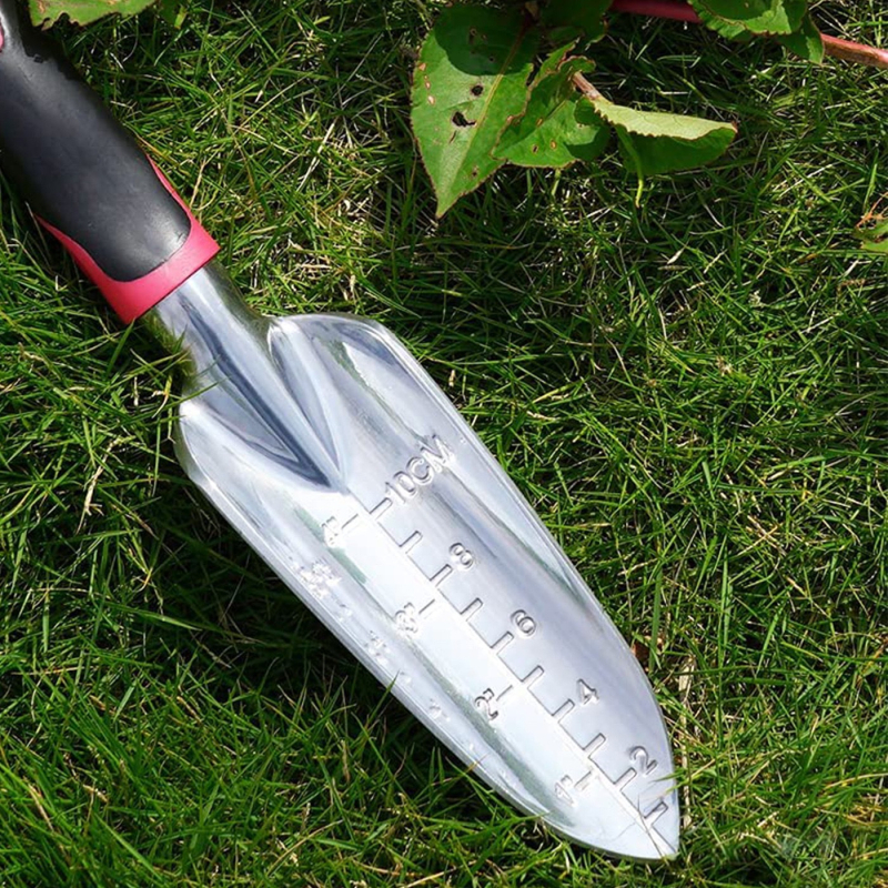 Háromrészes kerti szett alumínium ötvözetből — lapát, gereblye és metszőolló